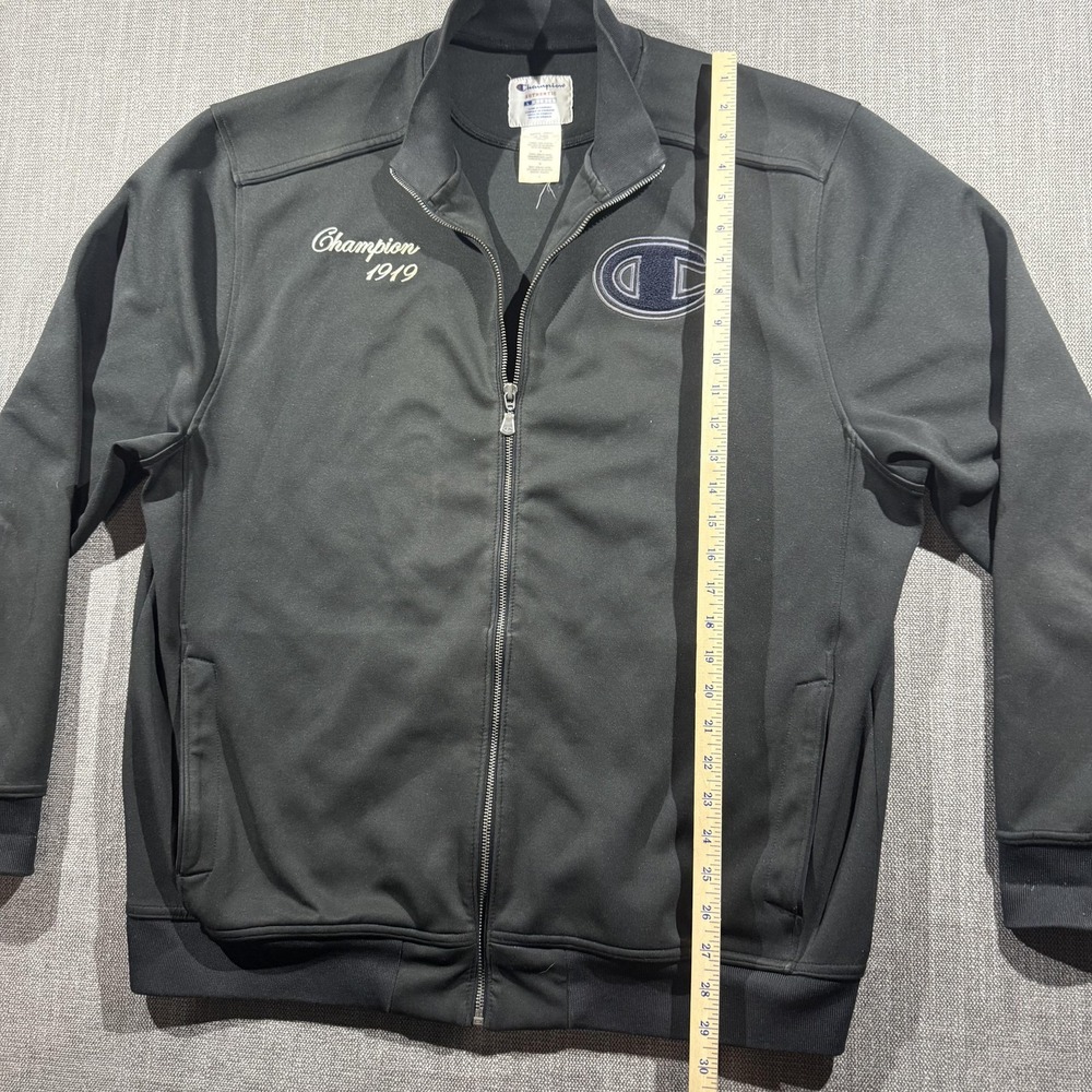 Champion Jacket Mens Large Black Full Zip Track 1919 Big C Logo Athletic - Picture 4 of 7